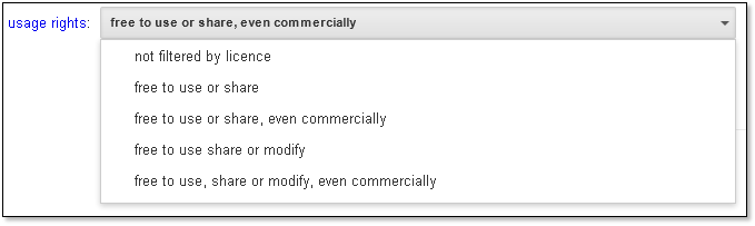 Google Images Usage Rights filter